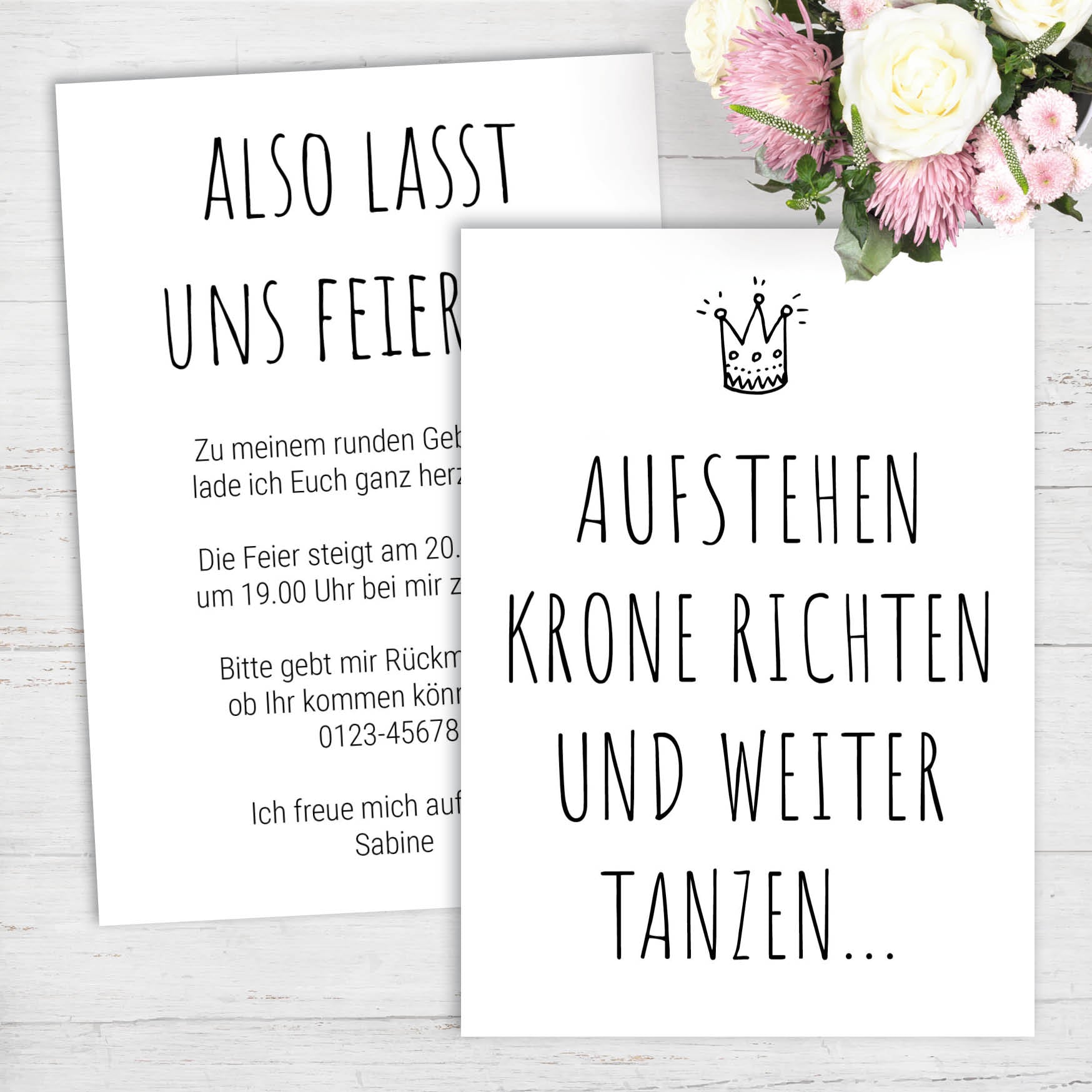 Einladung zum Geburtstag: Krone richten und weiter tanzen Individuelle Einladung